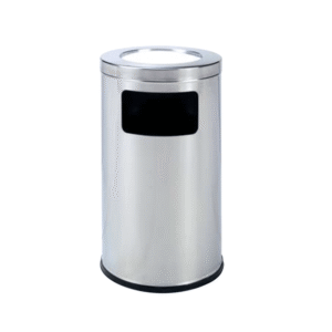 Thùng rác inox tròn có gạt tàn thuốc lá A35-N