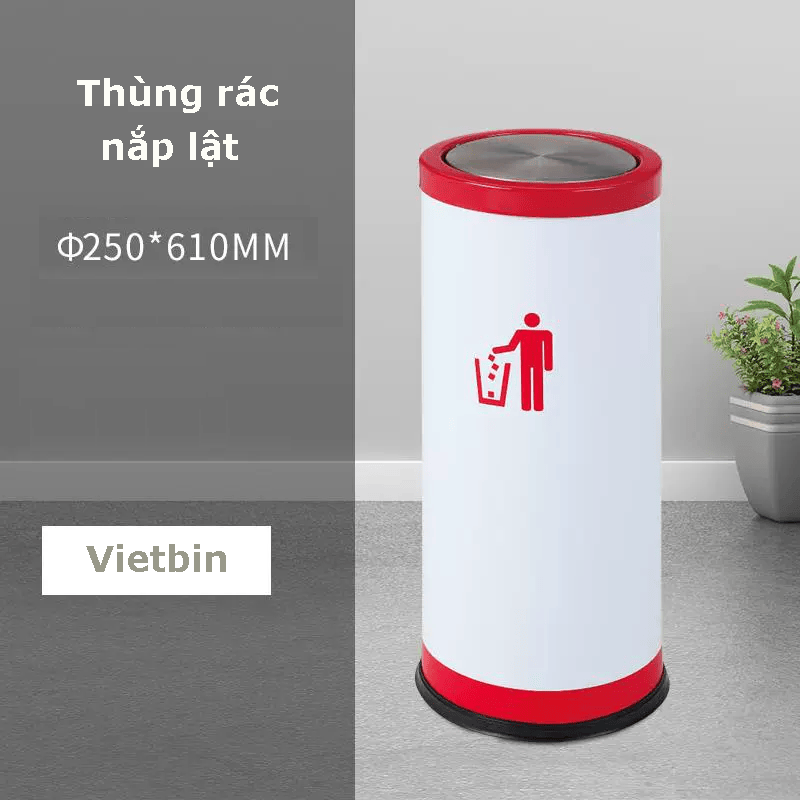Thùng rác inox tròn nắp bập bênh Vietbin