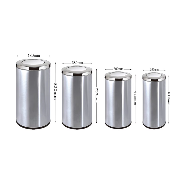 các loại thùng rác inox tròn nắp lật Vietbin