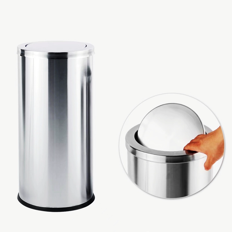 thùng rác inox tròn nắp bập bênh Vietbin - thùng rác nắp lật A35F