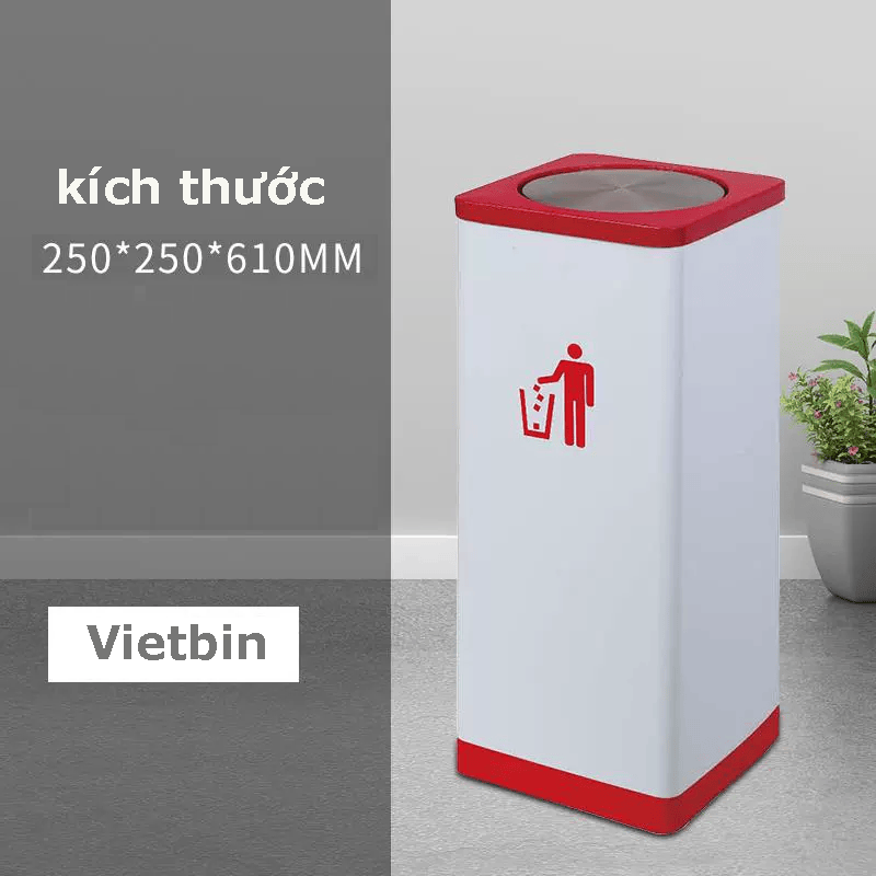 thùng rác inox vuông nắp lật