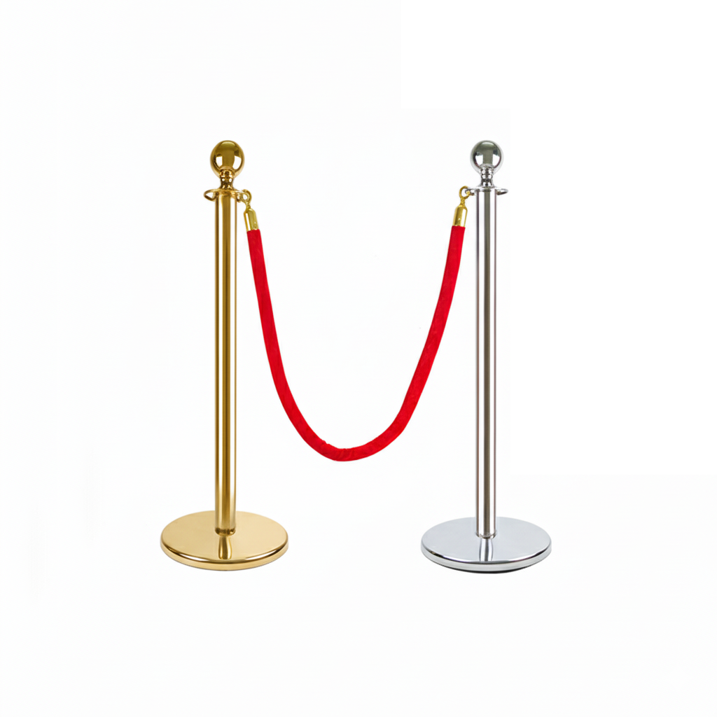 Cột chắn inox dây nhung VB CT1m, cột màu trắng inox