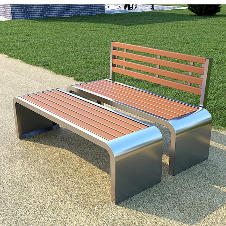 Ghế công viên bằng inox và gỗ