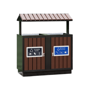 Thùng rác ngoài trời 2 ngăn hình mái nhà Vietbin VB-M11