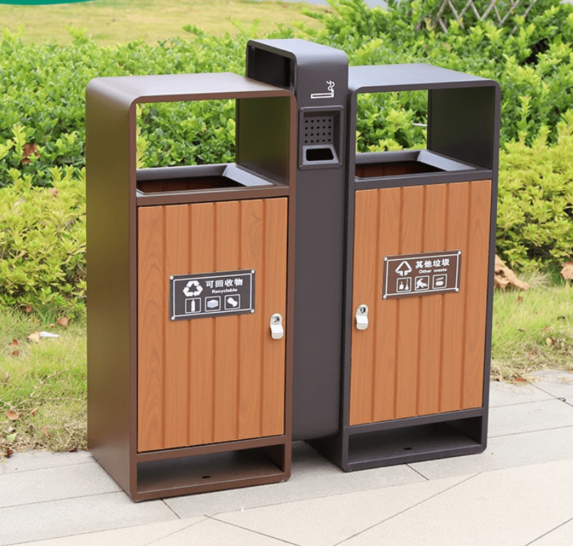 Thùng rác 2 ngăn ngoài trời bằng thép Vietbin