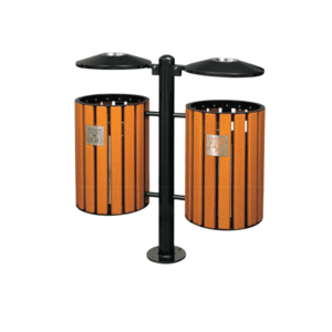 Thùng rác gỗ treo 2 ngăn để ngoài trời A78-B
