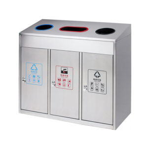 Thùng rác inox 3 ngăn để nơi công cộng A37-D