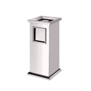 Thùng rác inox vuông cao cấp có gạt tàn thuốc lá A2