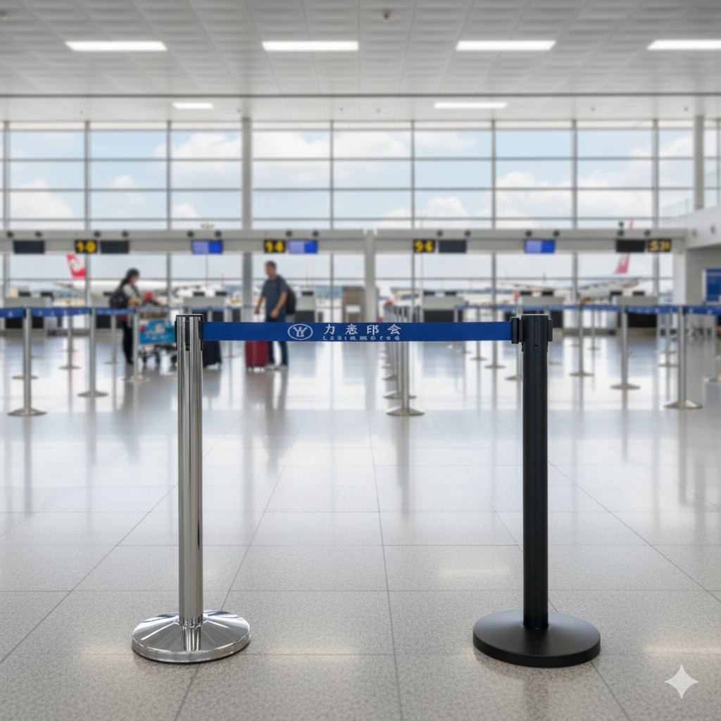 cột chắn inox dùng cho sân bay phân lối đi