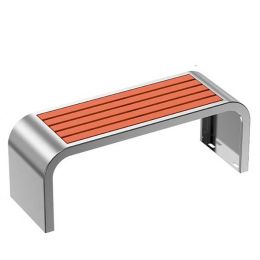 Ghế công viên bằng inox dài 1,2m VB-008, nan bằng gỗ nhựa