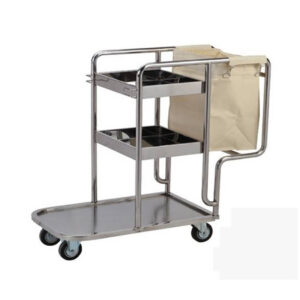 xe đẩy đa năng dọn vệ sinh 3 tầng bằng inox VBTA06